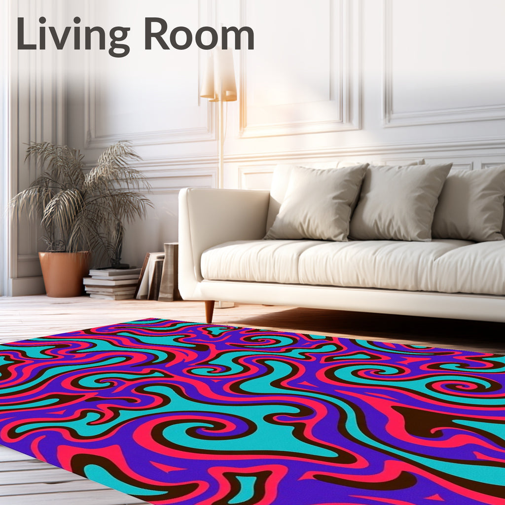 Psychedelic Swirls Magenta Turquoise Rug
