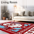 Gothic Red Snowflake Skull Deer Rug