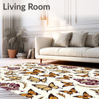 Golden Butterflies and Burgundy Damask Rug