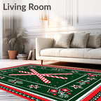 Crimson White Candy Cane Foliate Border Rug