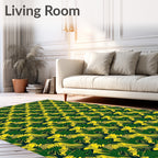 Bold Green Yellow Tropical Foliage Rug
