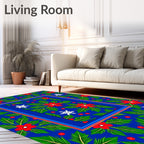 Vibrant Red Poinsettia Snowflake Garland Rug