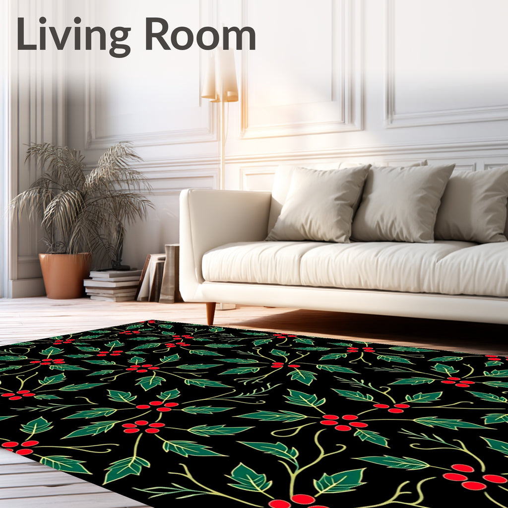 Botanical Holly Berry Scatter Red Rug