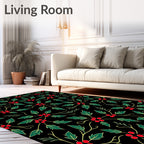 Botanical Holly Berry Scatter Red Rug