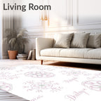 Delicate Pink Mandala Floral Inscriptions Rug