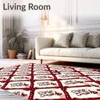 Crimson Lattice Folk Art Rug
