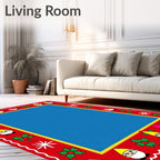 Red Gnome Holly Snowflake Border Rug