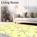 Yellow Snowflake Scatter Graphic Rug