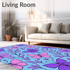 Violet Purple Butterfly Garden Collection Rug