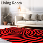 Bold Red Swirl Maze Rug