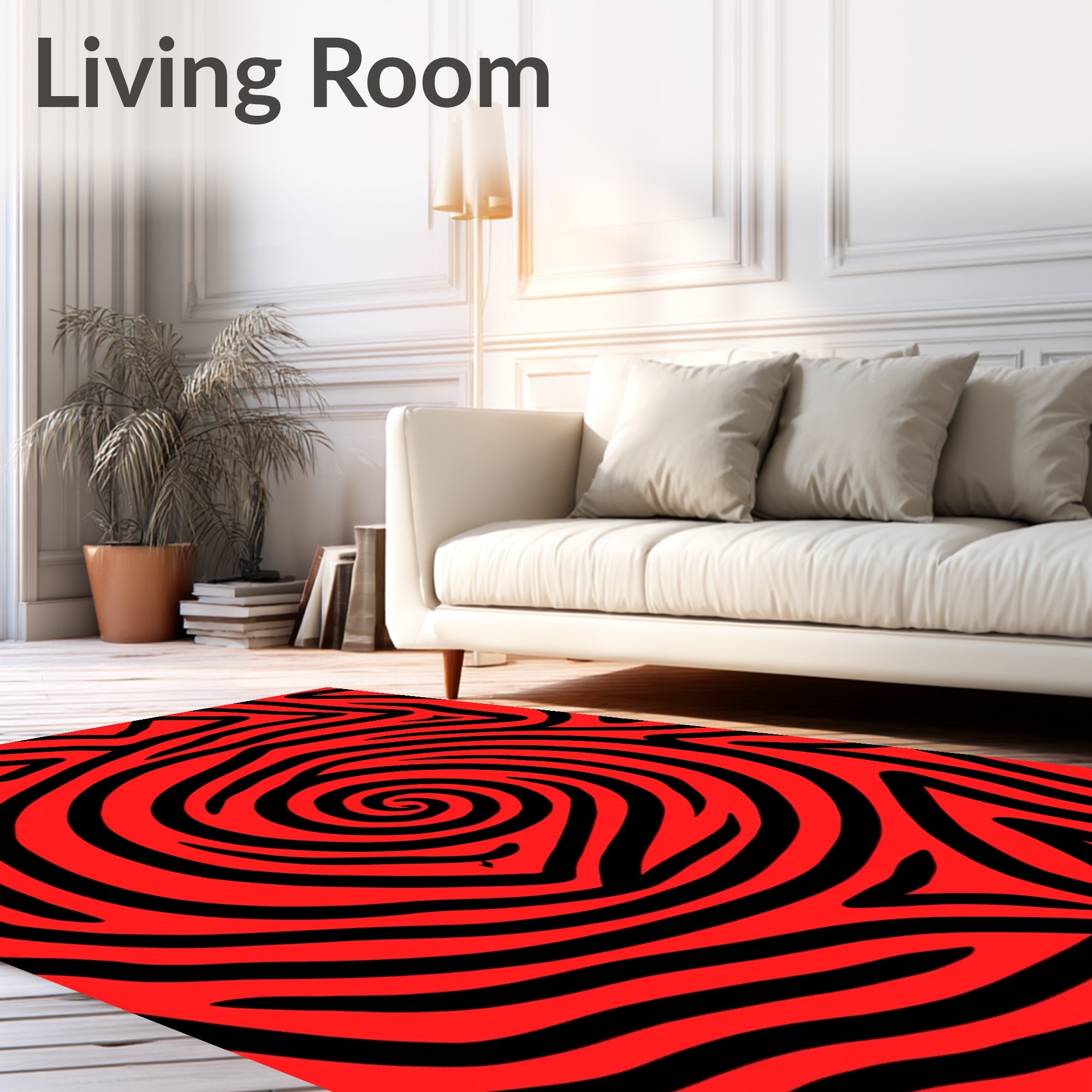 Bold Red Swirl Maze Rug