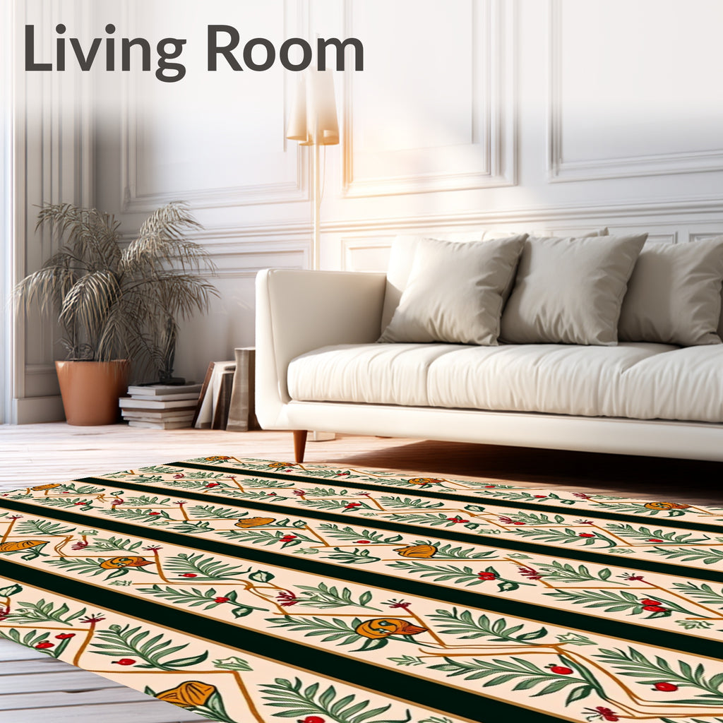 Botanical Stripe Floral Garden Rug
