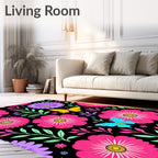 Vibrant Pink Purple Butterfly Garden Bloom Rug