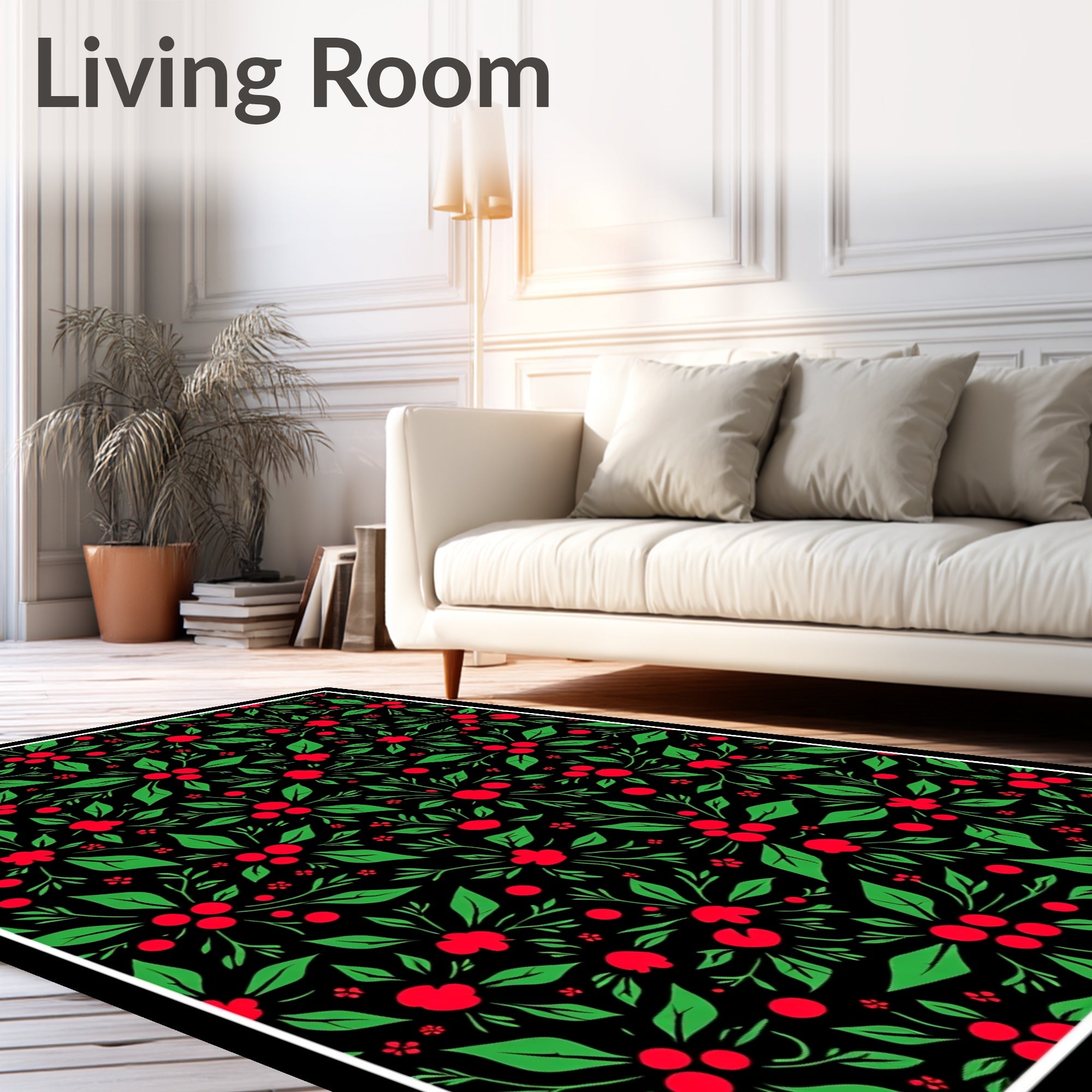 Red Berry Garland Floral Arrangement Rug