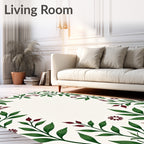 Dark Green Leafy Floral Arrangement Rug