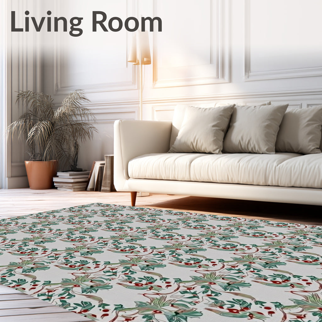 Emerald Green Berry Vine Medallion Rug
