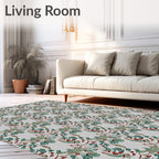 Emerald Green Berry Vine Medallion Rug