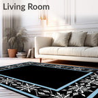 White Starburst Blue Border Rug