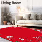 Crimson Blossoms Border Corner Rug