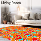 Whimsical Red Swirl Abstract Orange Rug