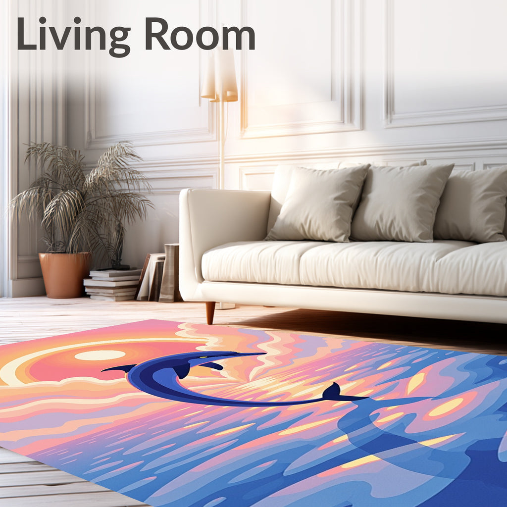 Ocean Dolphin Sunset Glow Rug