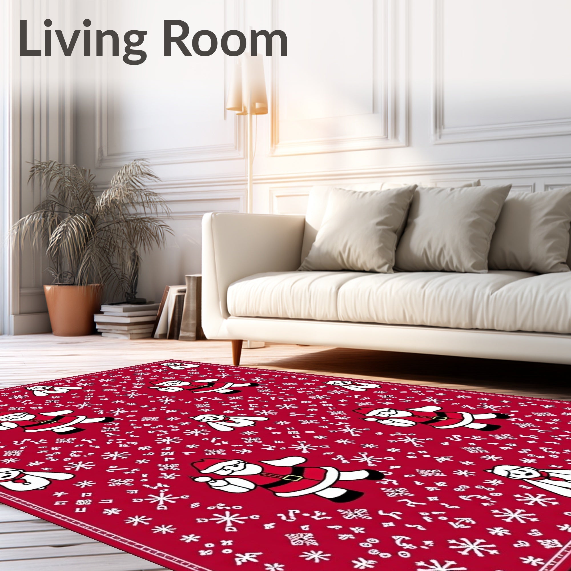 Festive Red Santa Snowflake Charm Rug
