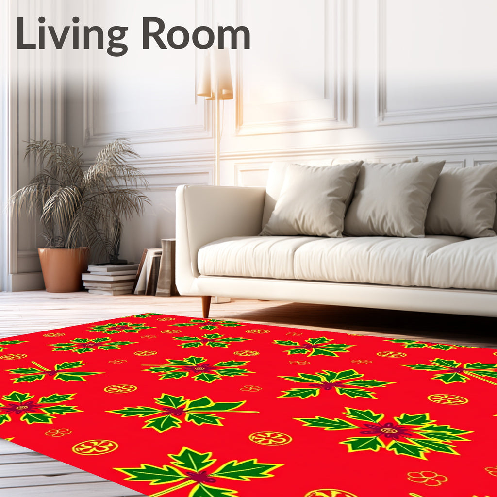 Red Green Stylized Holly Berry Rug