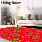 Red Green Stylized Holly Berry Rug