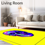Vivid Neon Skull With Pink Blue Accents Rug