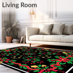 Festive Red Green Holly Berries Rug