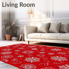 Festive Red Snowflake Cluster Rug