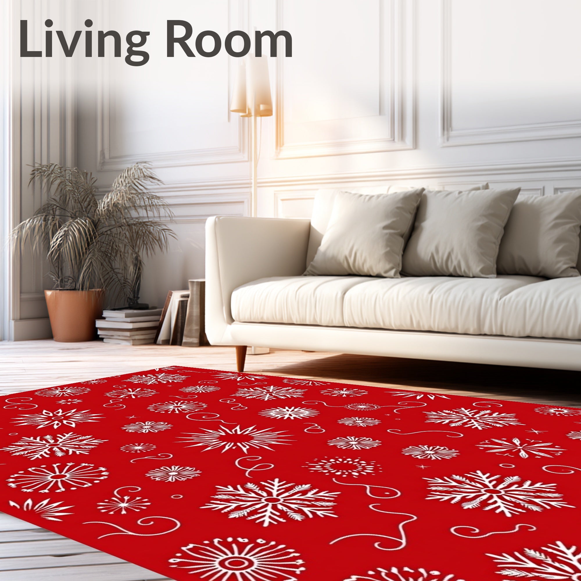 Festive Red Snowflake Cluster Rug