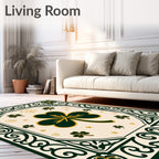 Green Gold Clover Medallion Border Rug