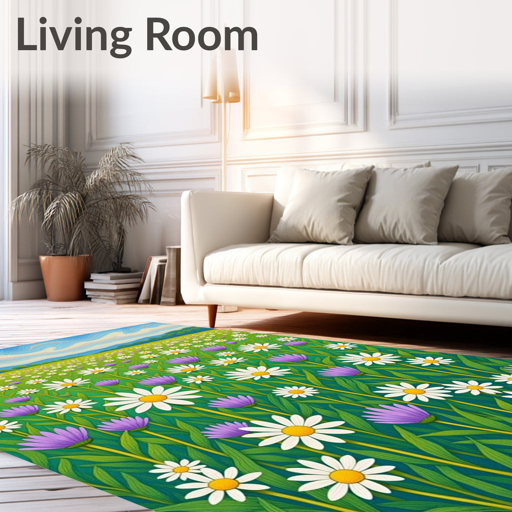 Vibrant Daisy Field Meadow Rug