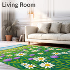 Vibrant Daisy Field Meadow Rug