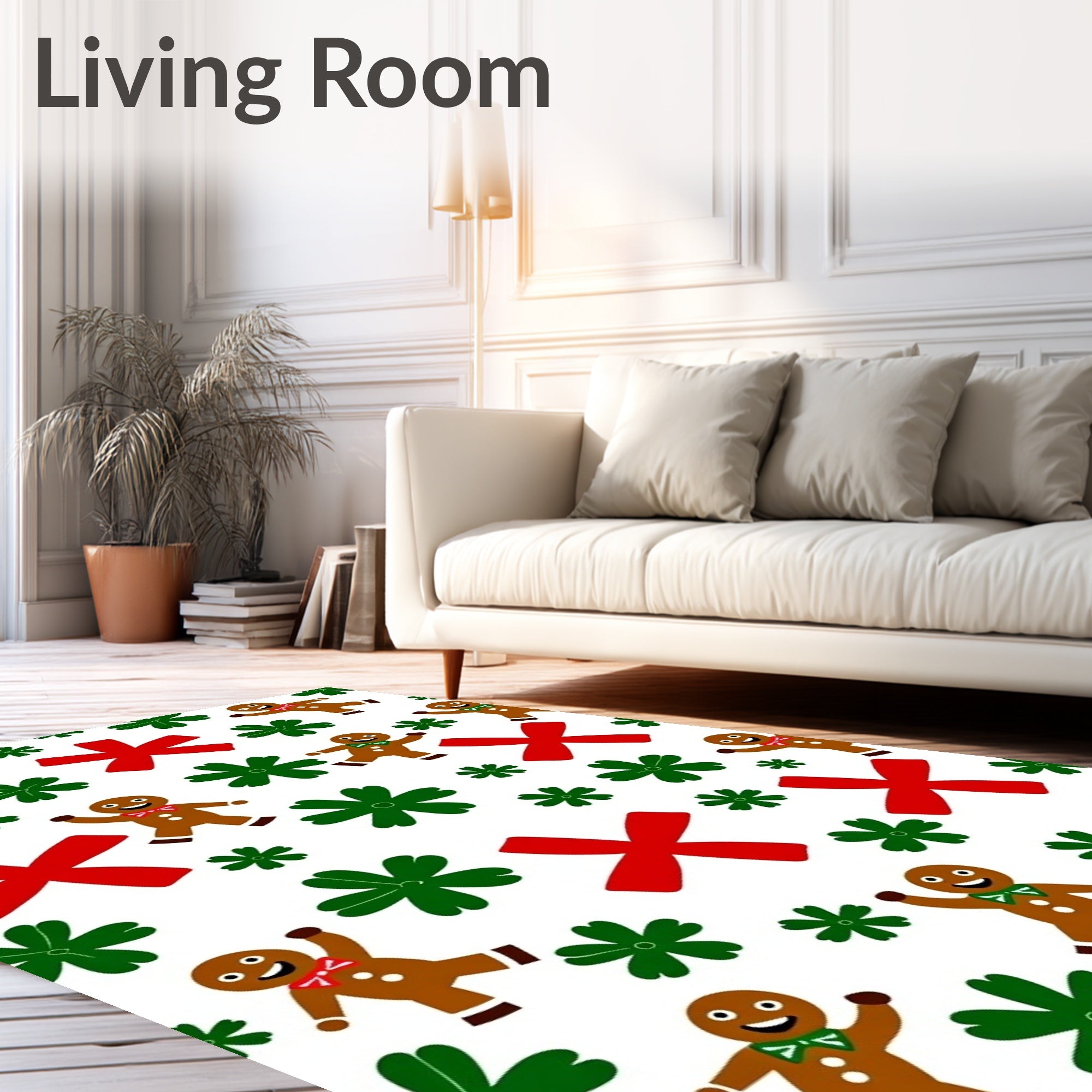 Gingerbread Men Green Snowflakes Red Crosses Rug
