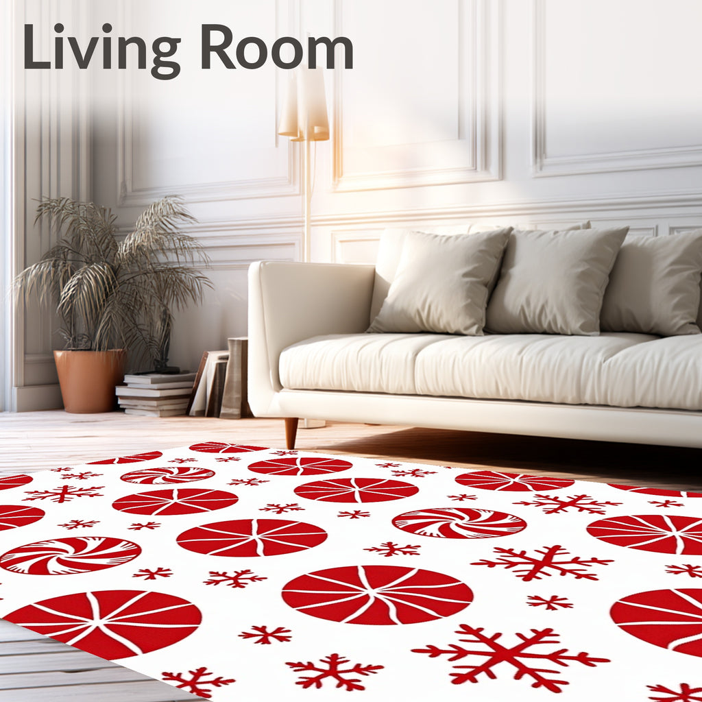 Red Candy Snowflake Medallion Scatter Rug