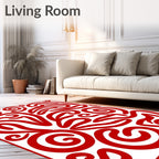 Chic Red Swirl Abstract Rug