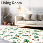 Festive Green Pine Holly Stars Rug