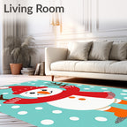 Festive Red Snowman White Dots Rug
