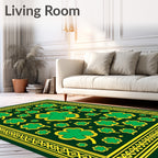 Emerald Green Clover Scatter Border Rug