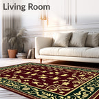 Rich Burgundy Golden Animal Border Rug
