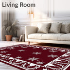 Crimson Snowflake Borders Rug