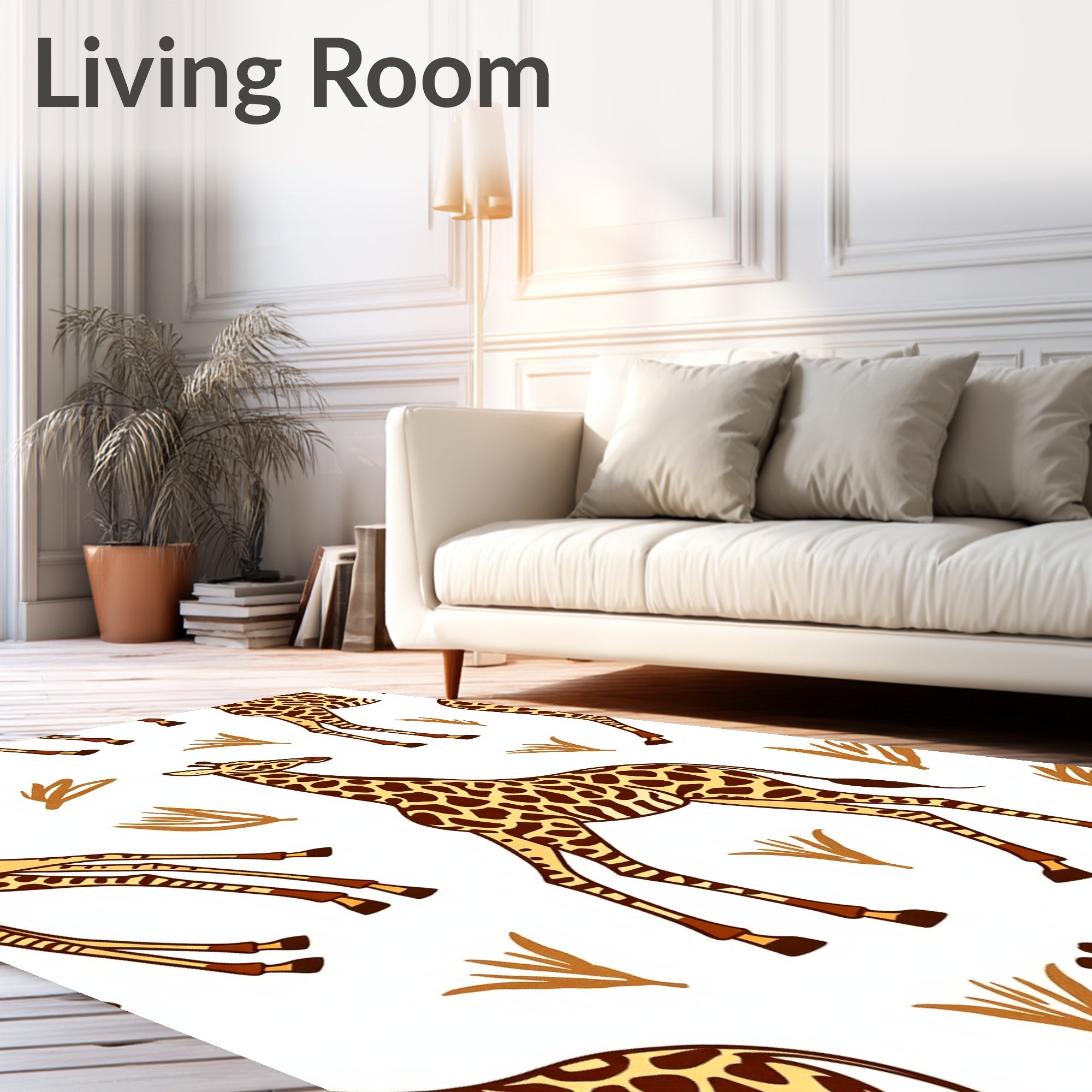 Whimsical Giraffe Safari Grass Rug