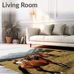 Majestic Horse Herd Mountain Landscape Rug