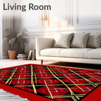 Red Yellow Black Diamond Overlay Rug