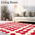 Red Checkered Square Fabric Rug