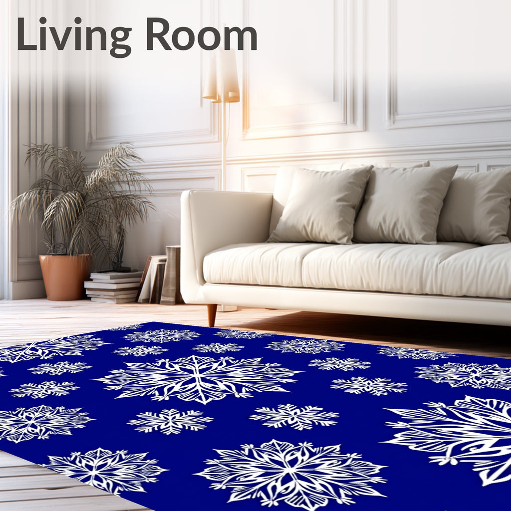 White Snowflake Medallion Cobalt Blue Rug