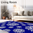 White Snowflake Medallion Cobalt Blue Rug