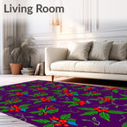 Vibrant Red Berry Holly Sprigs Rug